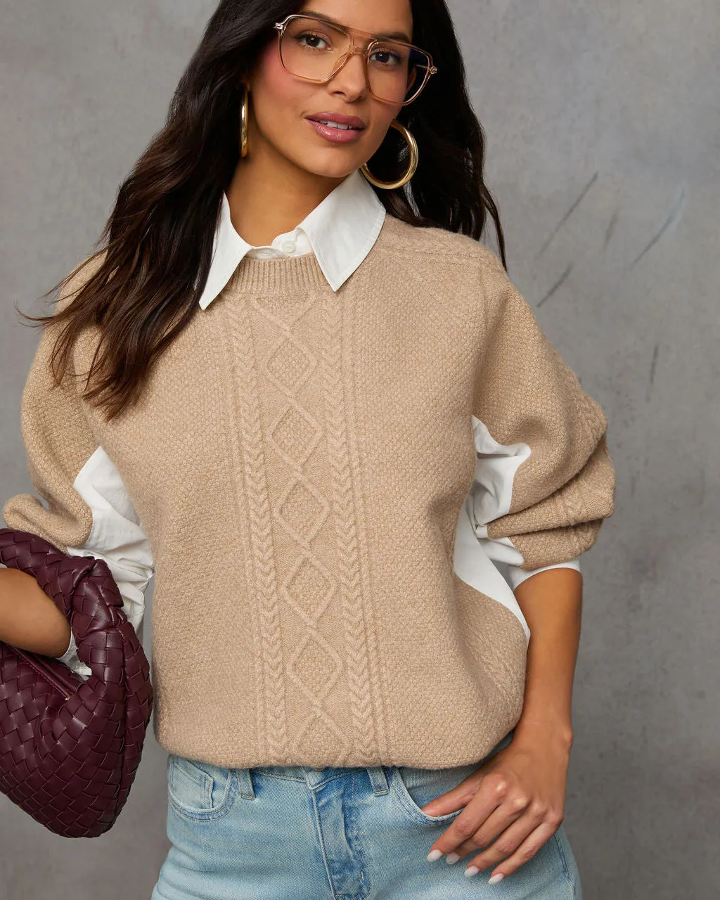 Keeping It Preppy Collared Twofer Layered Sweater