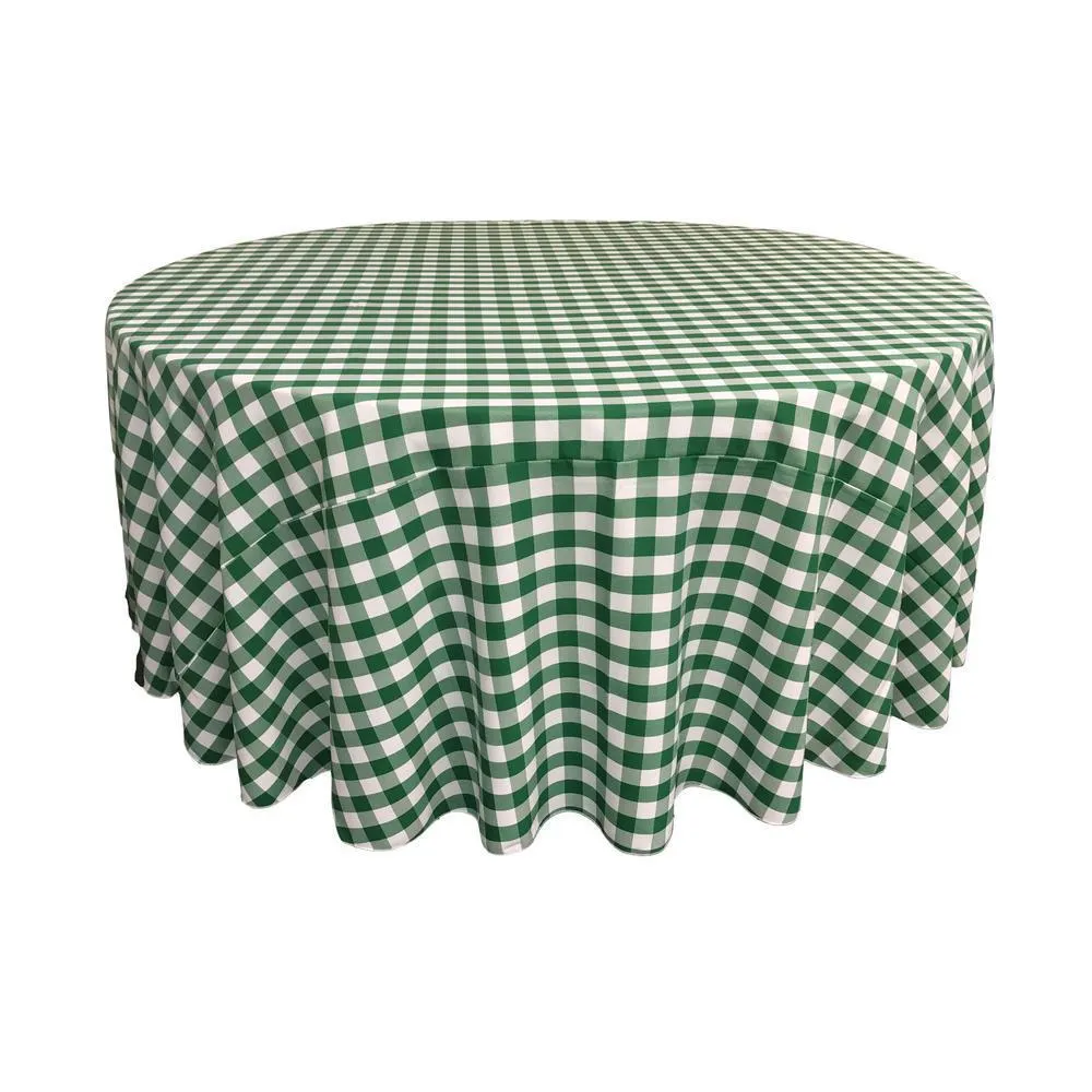 LA Linen Polyester Checkered Round Tablecloth 132 Inches Fabric