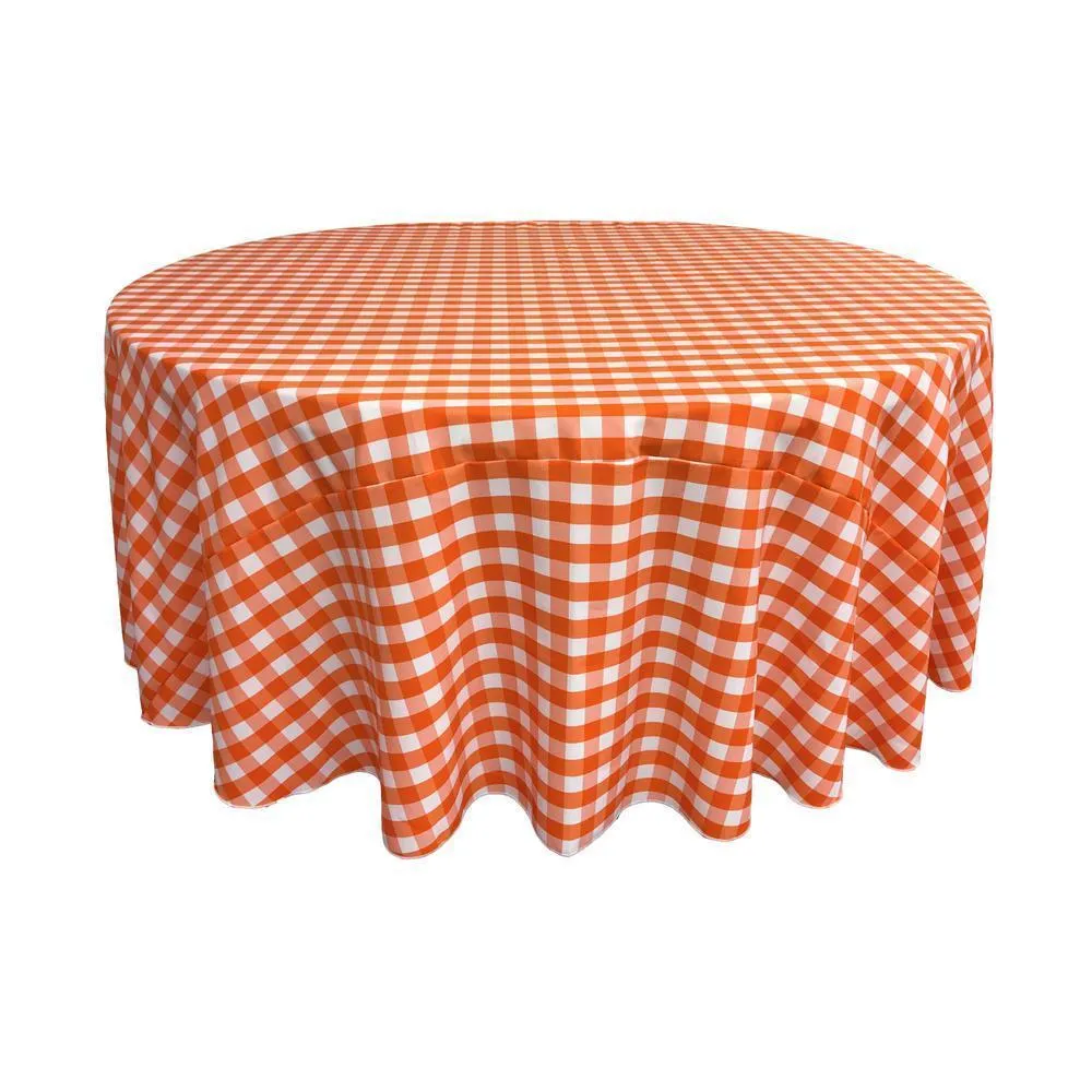 LA Linen Polyester Checkered Round Tablecloth 132 Inches Fabric