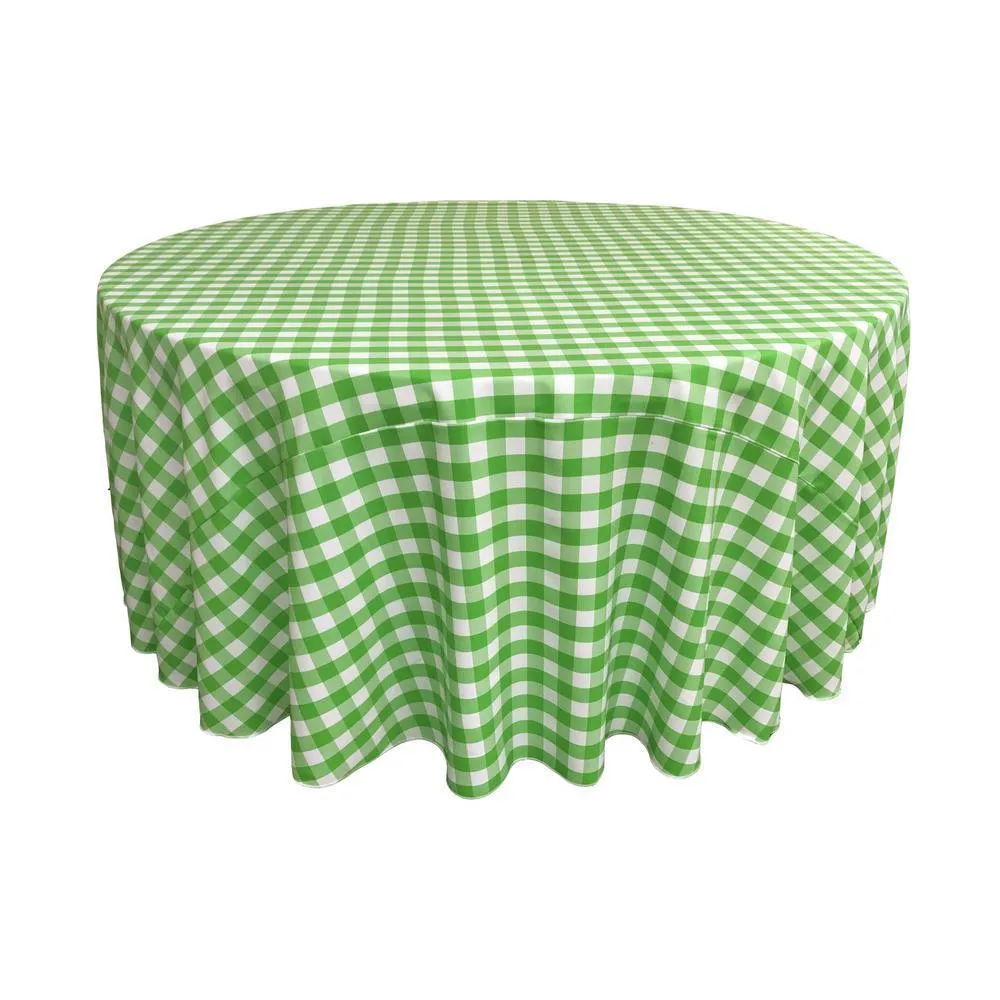 LA Linen Polyester Checkered Round Tablecloth 132 Inches Fabric