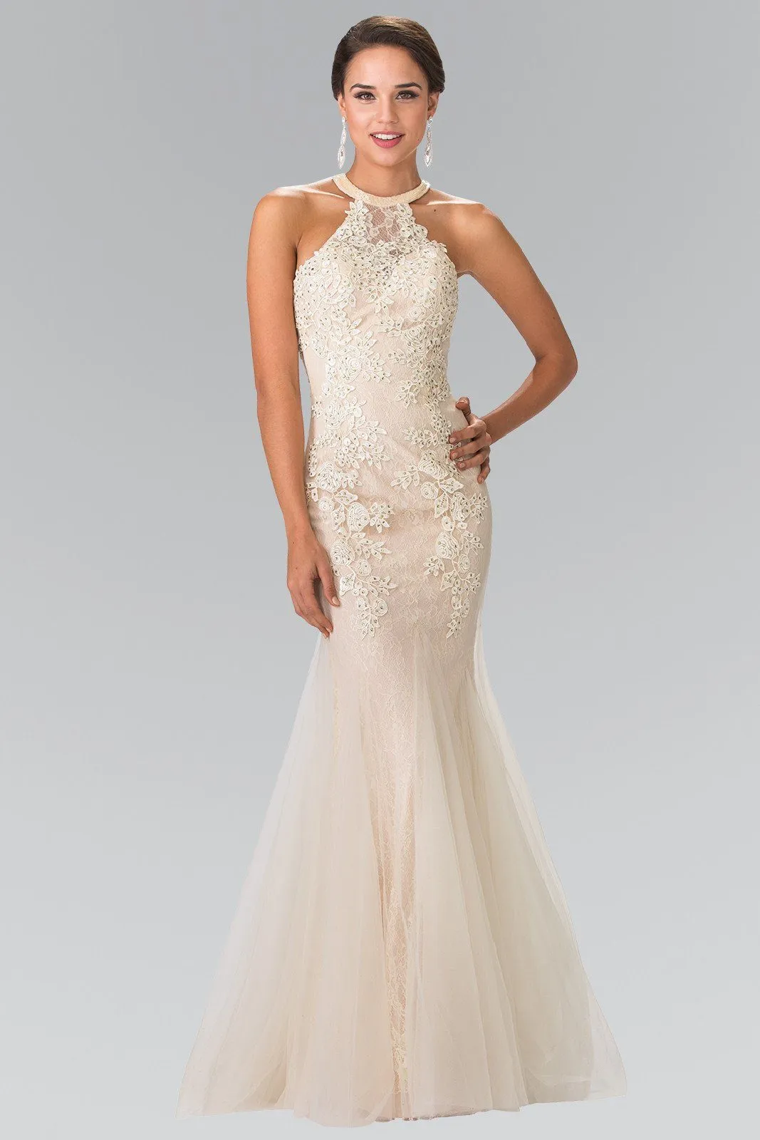 Lace Halter Mermaid Dress by Elizabeth K GL2243