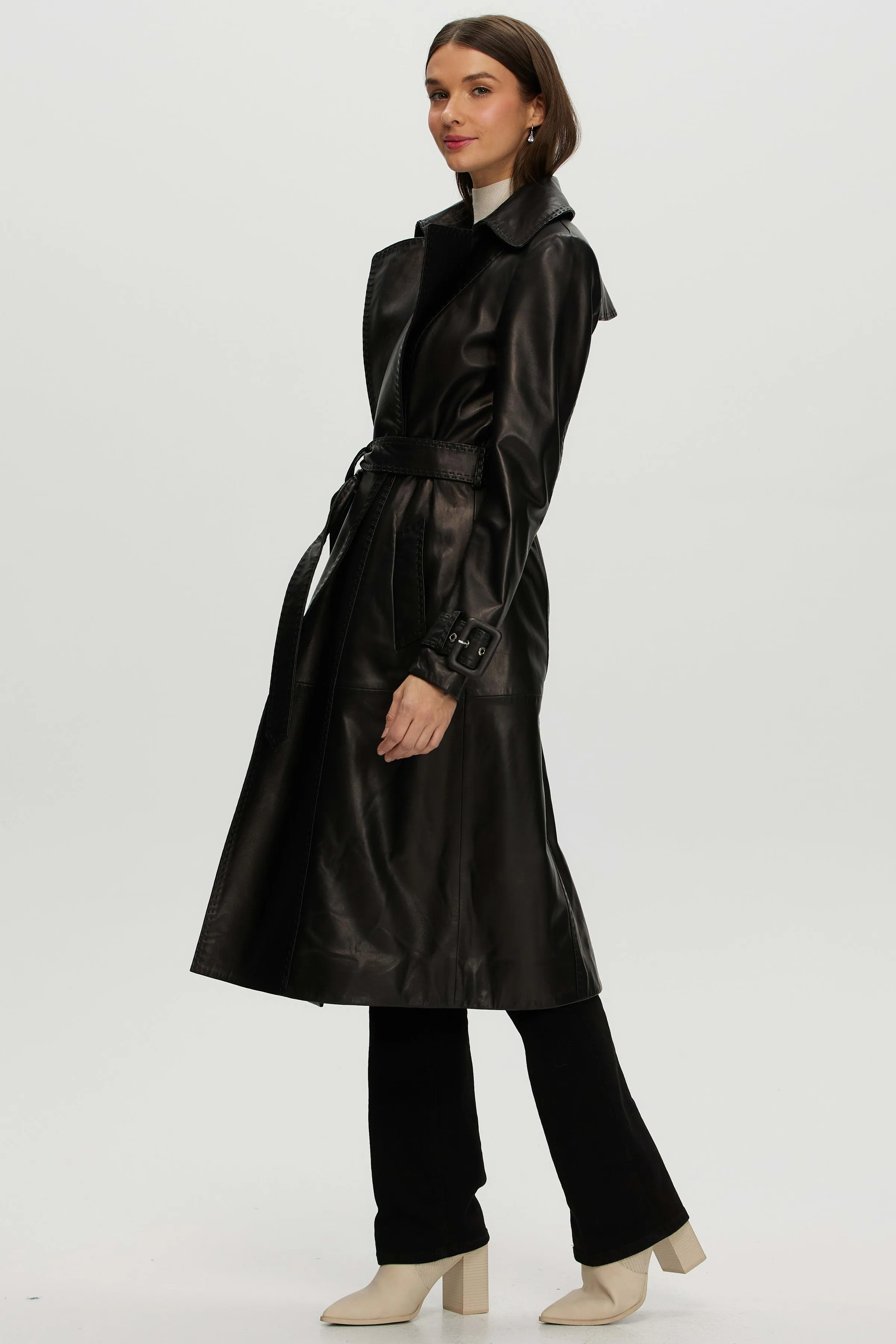 Leather Belted Trenchcoat