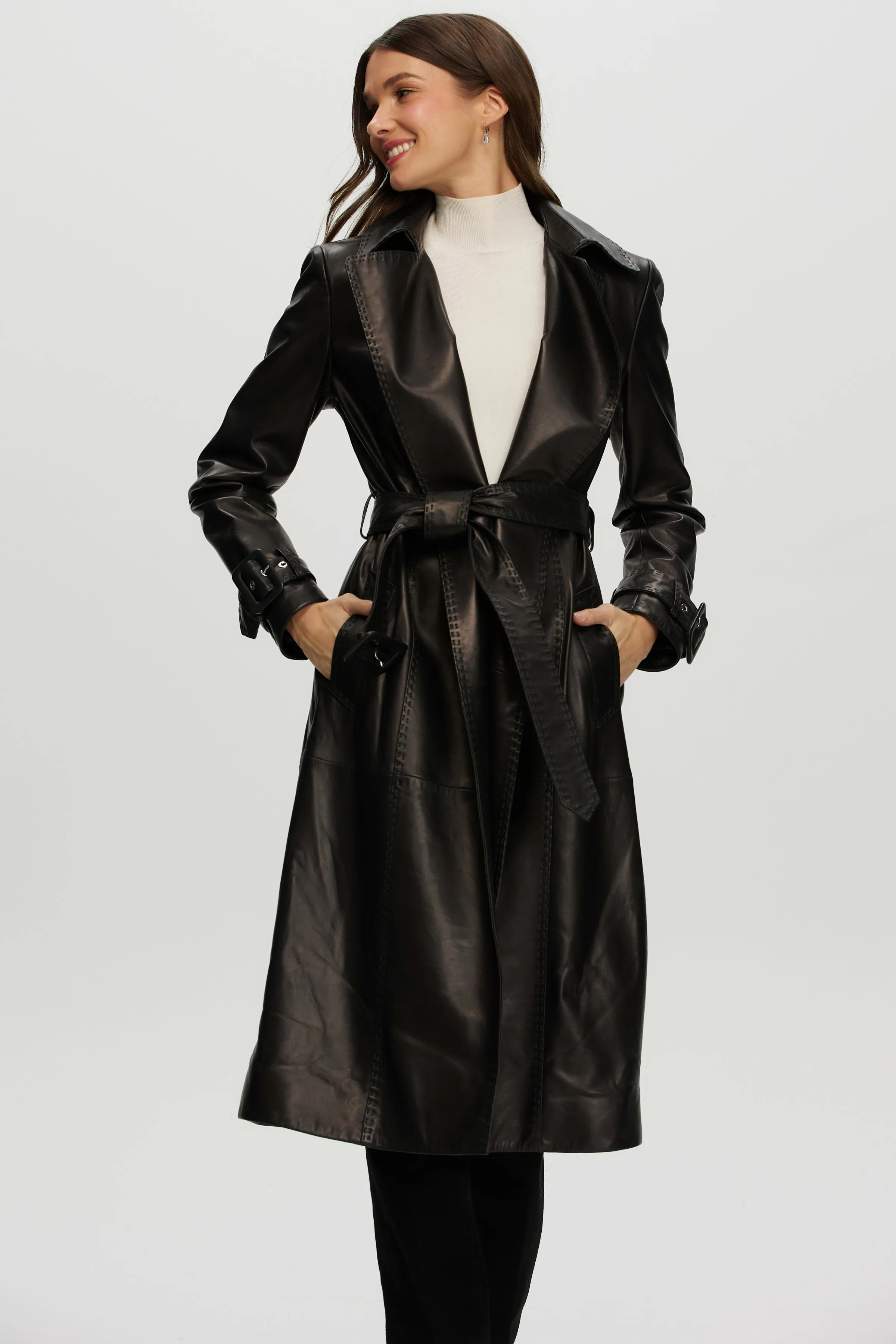 Leather Belted Trenchcoat