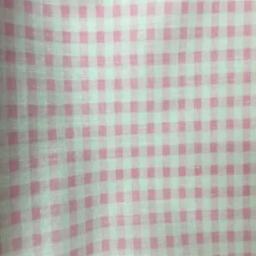 Light Pink White Gingham Checkered Poly Cotton Fabric