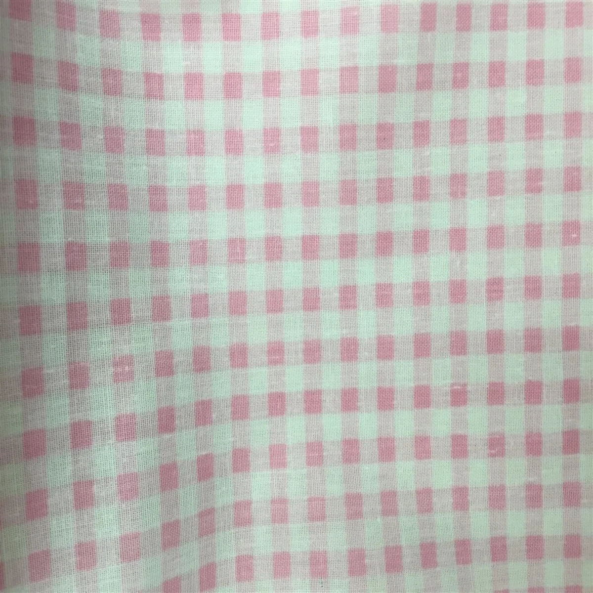 Light Pink White Gingham Checkered Poly Cotton Fabric