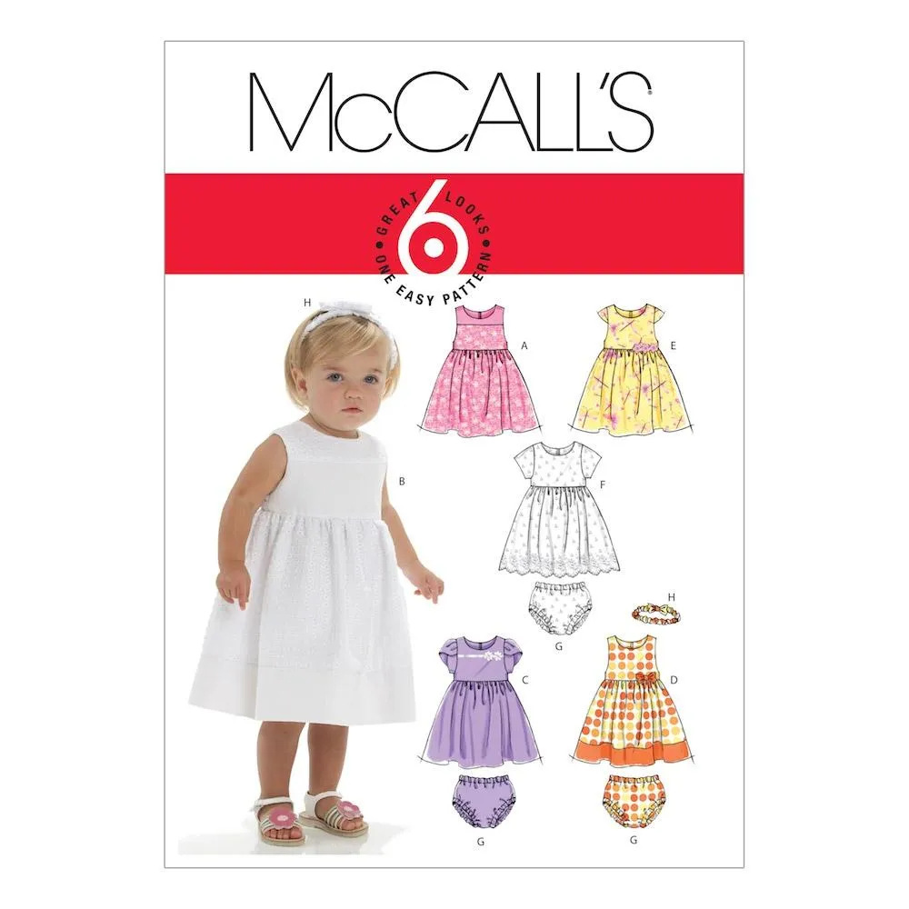 McCall's Pattern M6015 Infants' Lined Dresses, Panties And Headband