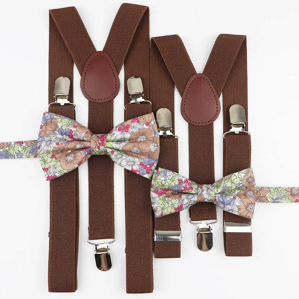 Me and Mini Me Floral Bow Ties and Braces - Various Colours