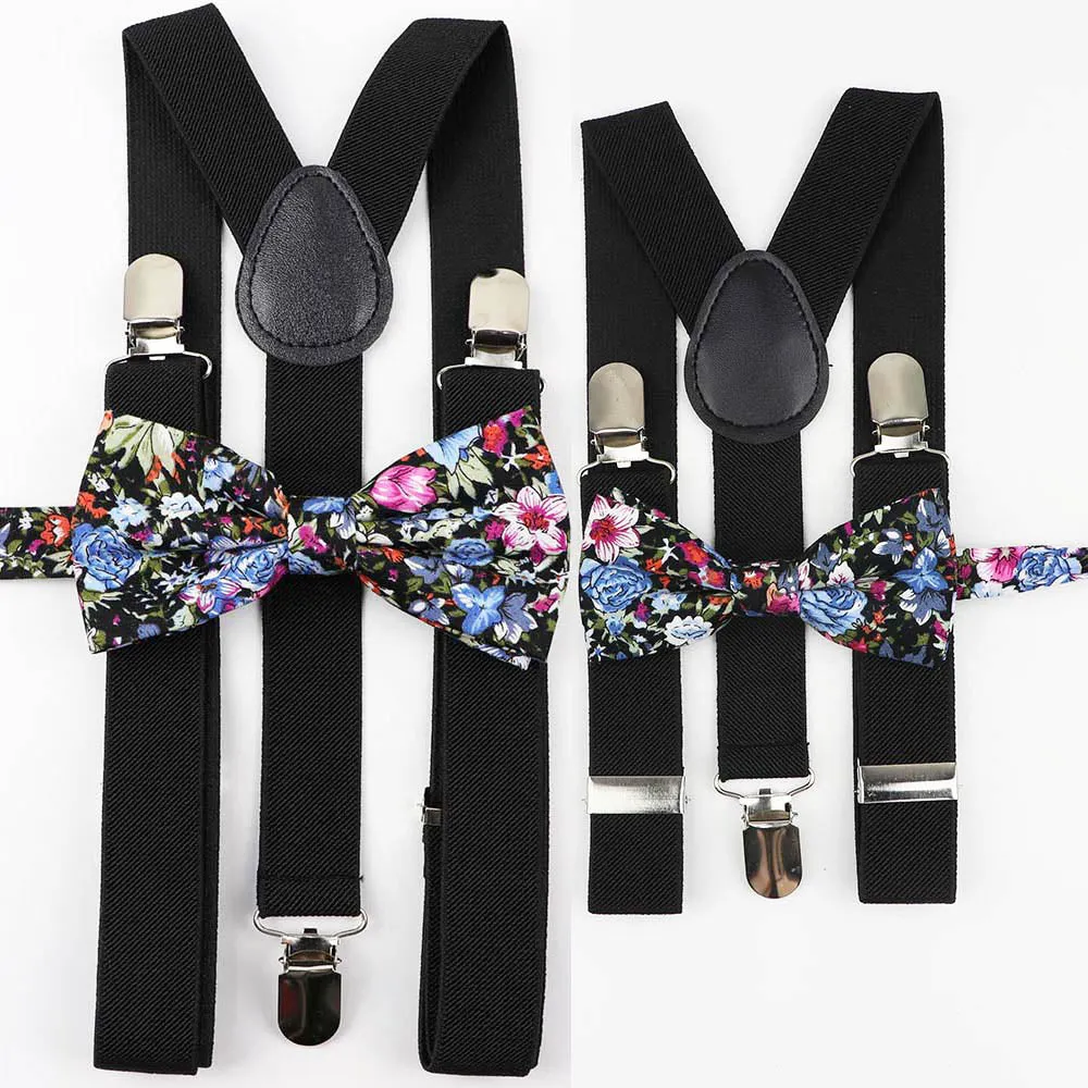 Me and Mini Me Floral Bow Ties and Braces - Various Colours