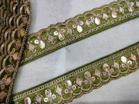 Mehndi Green Embellished Trim