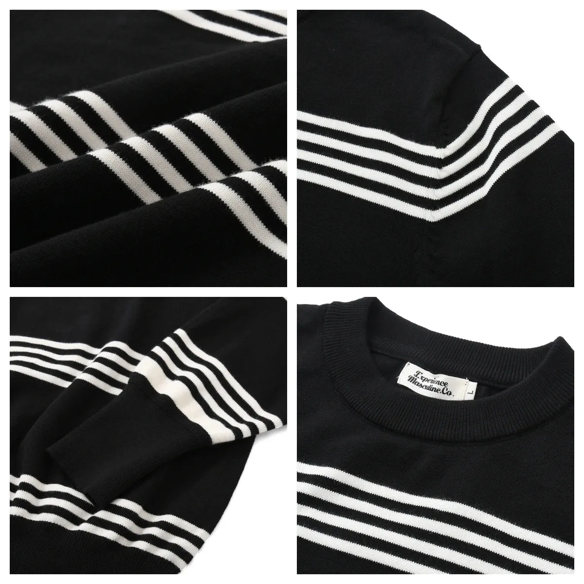 Men's Knitted Striped Long Sleeves T-shirt