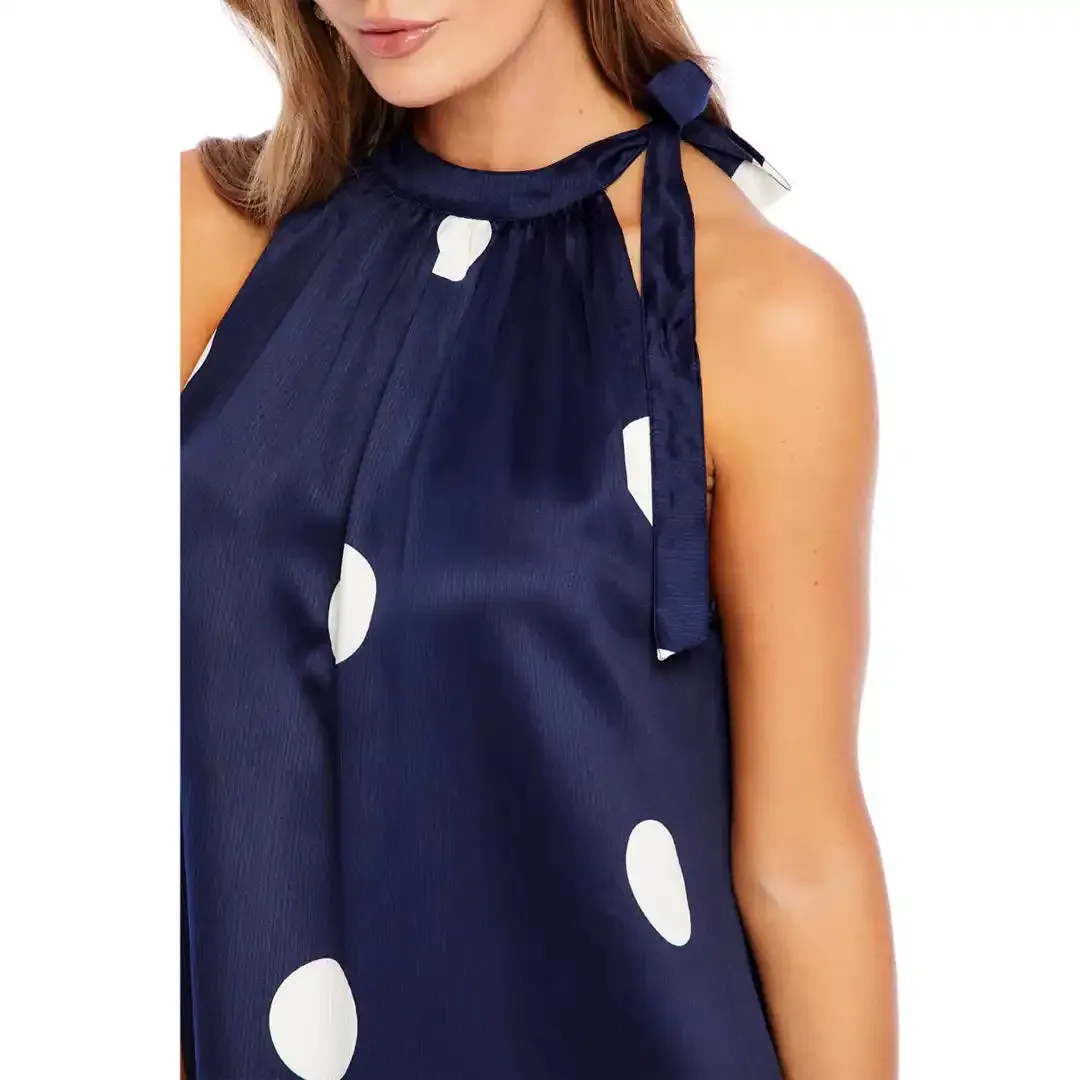 Navy Lowe Bow Tie Maxi Dress