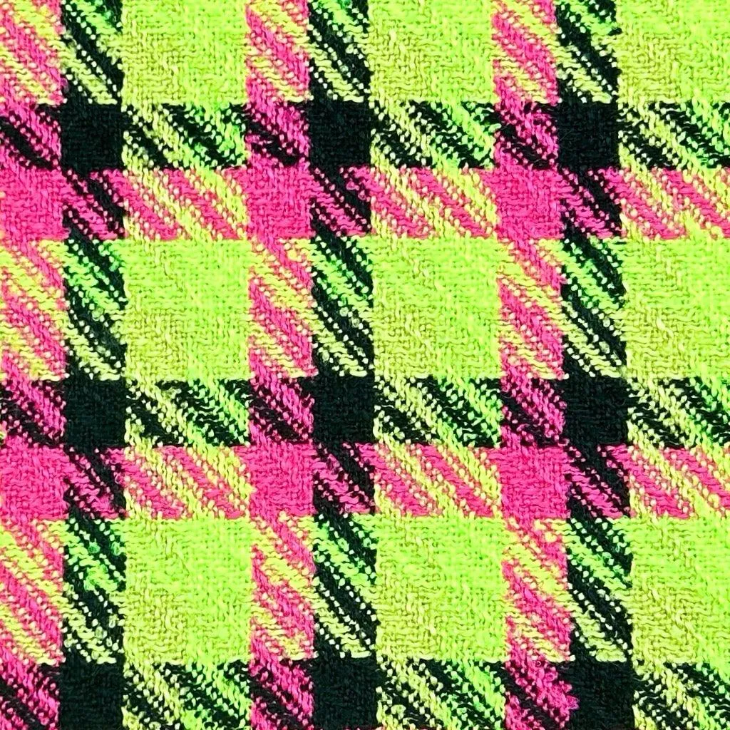 Neon Checkered Boucle Fabric