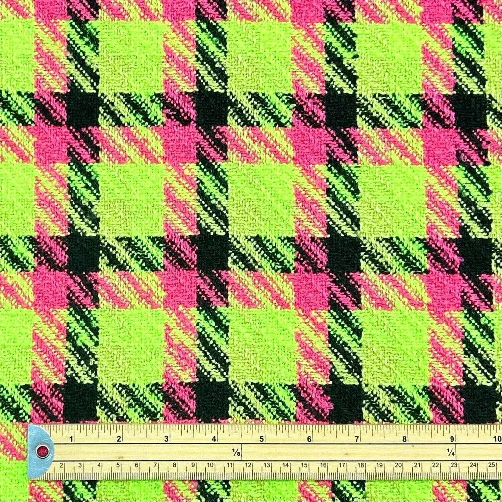 Neon Checkered Boucle Fabric