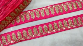 Pink Embellished Fancy Lace