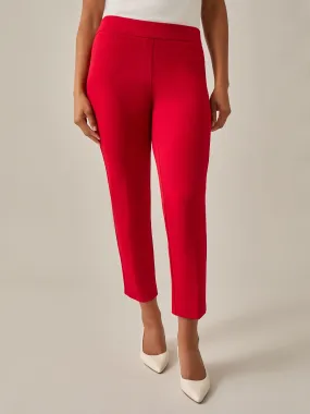 Plus Size Pull-On Straight Leg Ankle Pants, Crimson