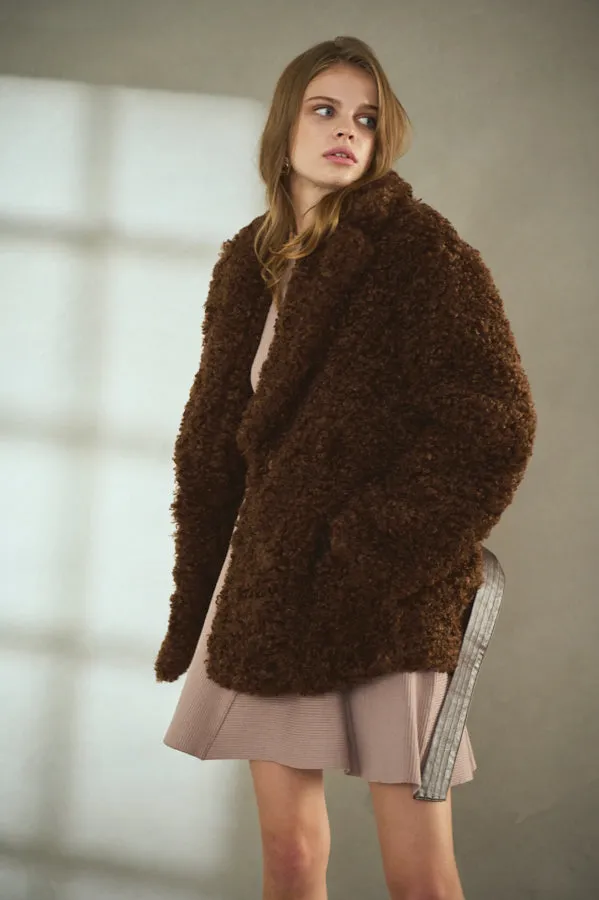 Pre-order Gilda Belted Shearing Coat  <br>-BRW-