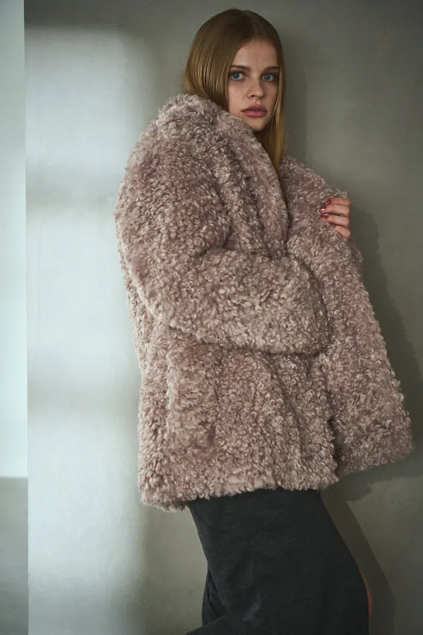 Pre-order Gilda Belted Shearing Coat  <br>-Mauve.beg-