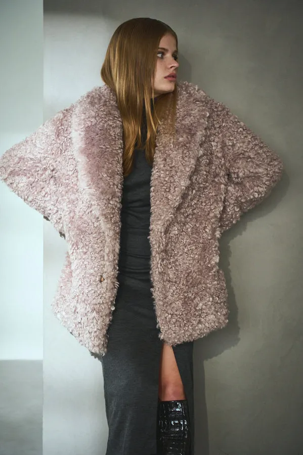 Pre-order Gilda Belted Shearing Coat  <br>-Mauve.beg-