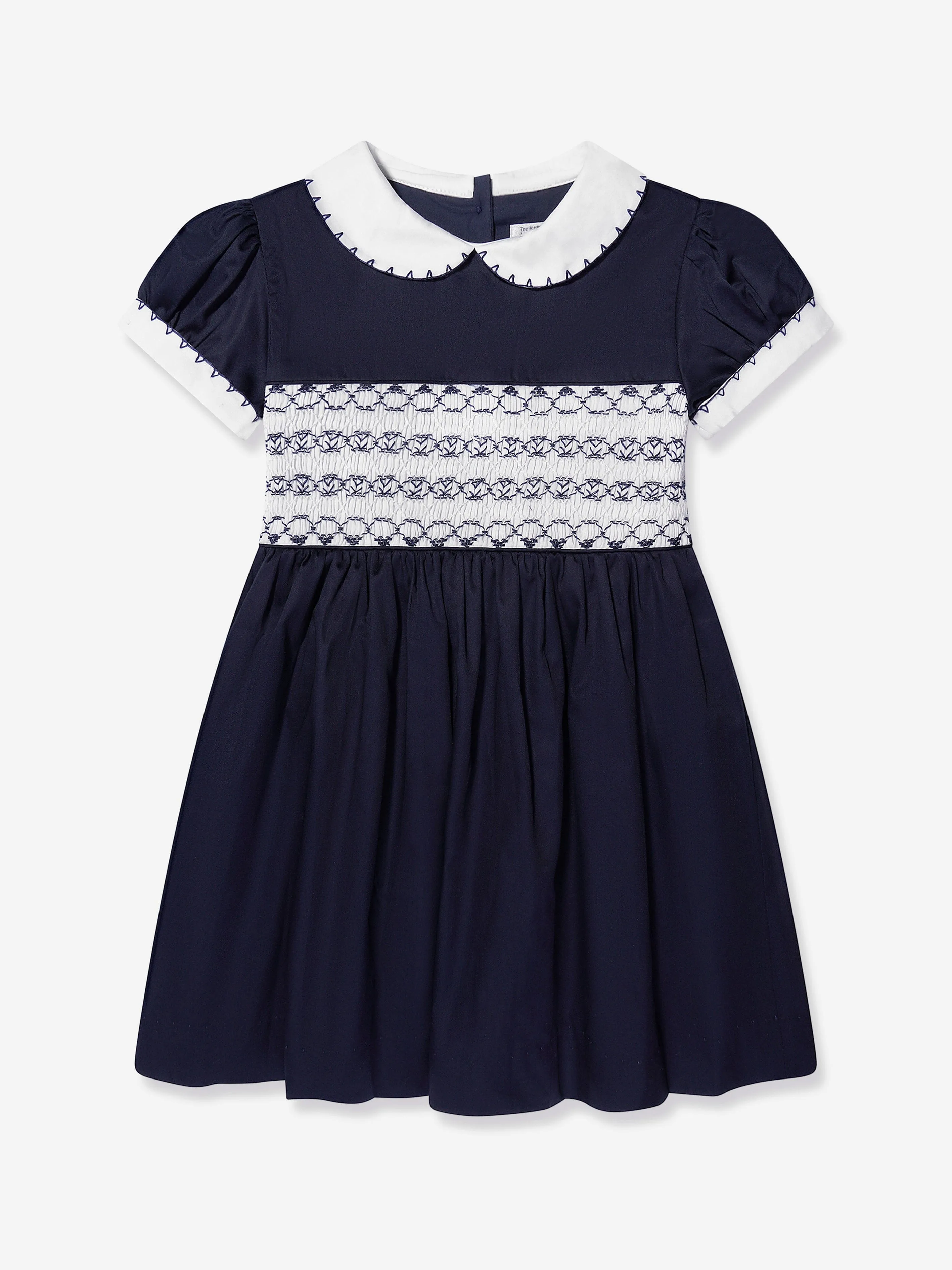 Rachel Riley Baby Girls Classic Smocked Dress And Bloomers in Navy