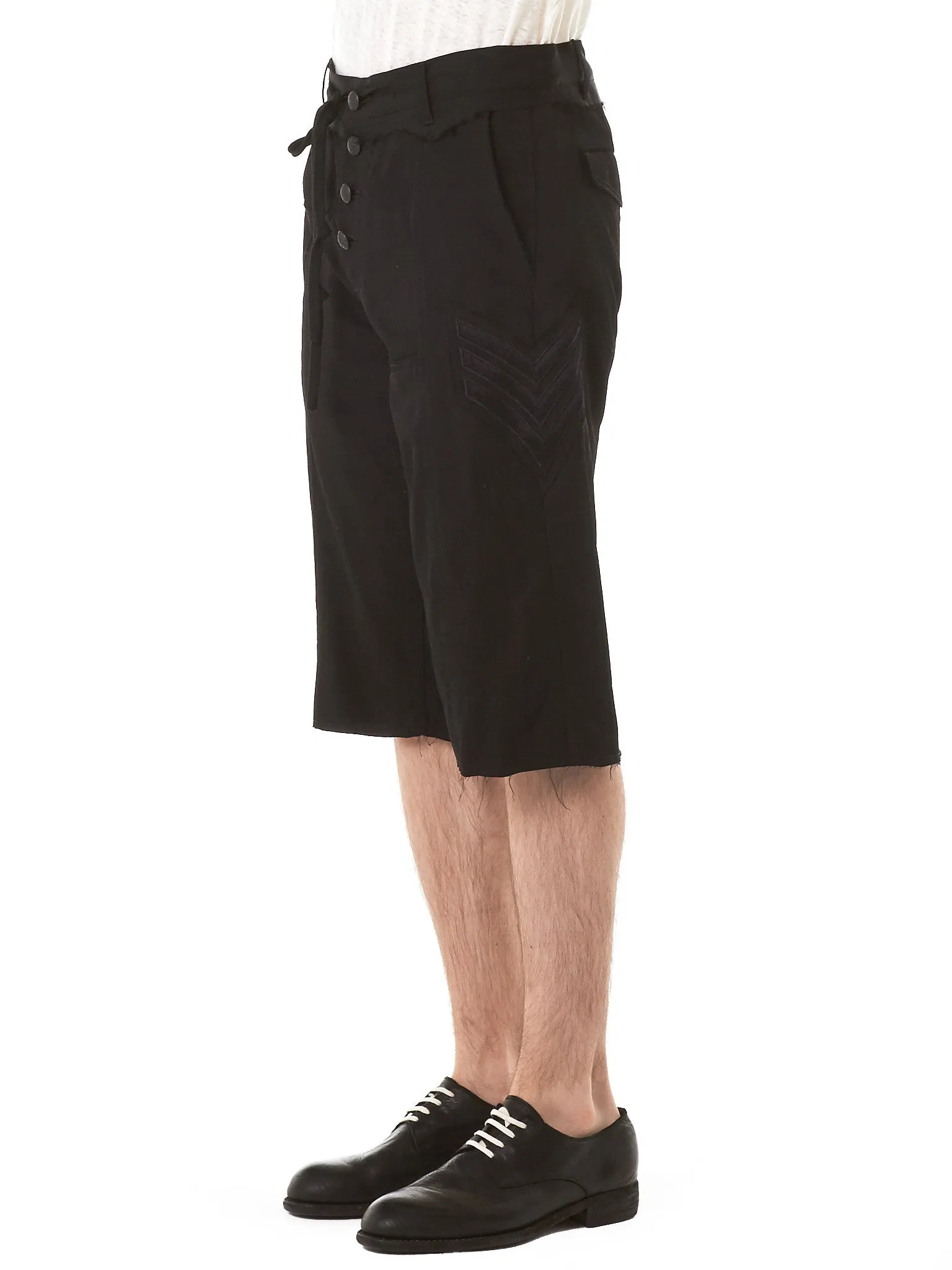 Raw-Finish Military Shorts (CD17S-0622-BLACK)