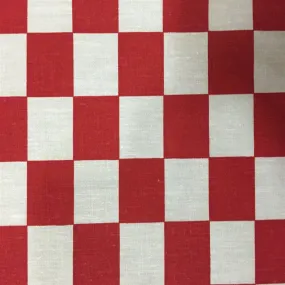 Red White Checkered Poly Cotton Fabric