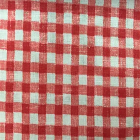 Red White Gingham Checkered Poly Cotton Fabric