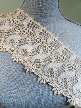 RESERVED GORGEOUS Antique FRENCH Fine Lace Trim Flounce,Intricate Pattern For Bridal Dress,Dolls,Flapper Dress,Heirloom Sewing Antique Textiles