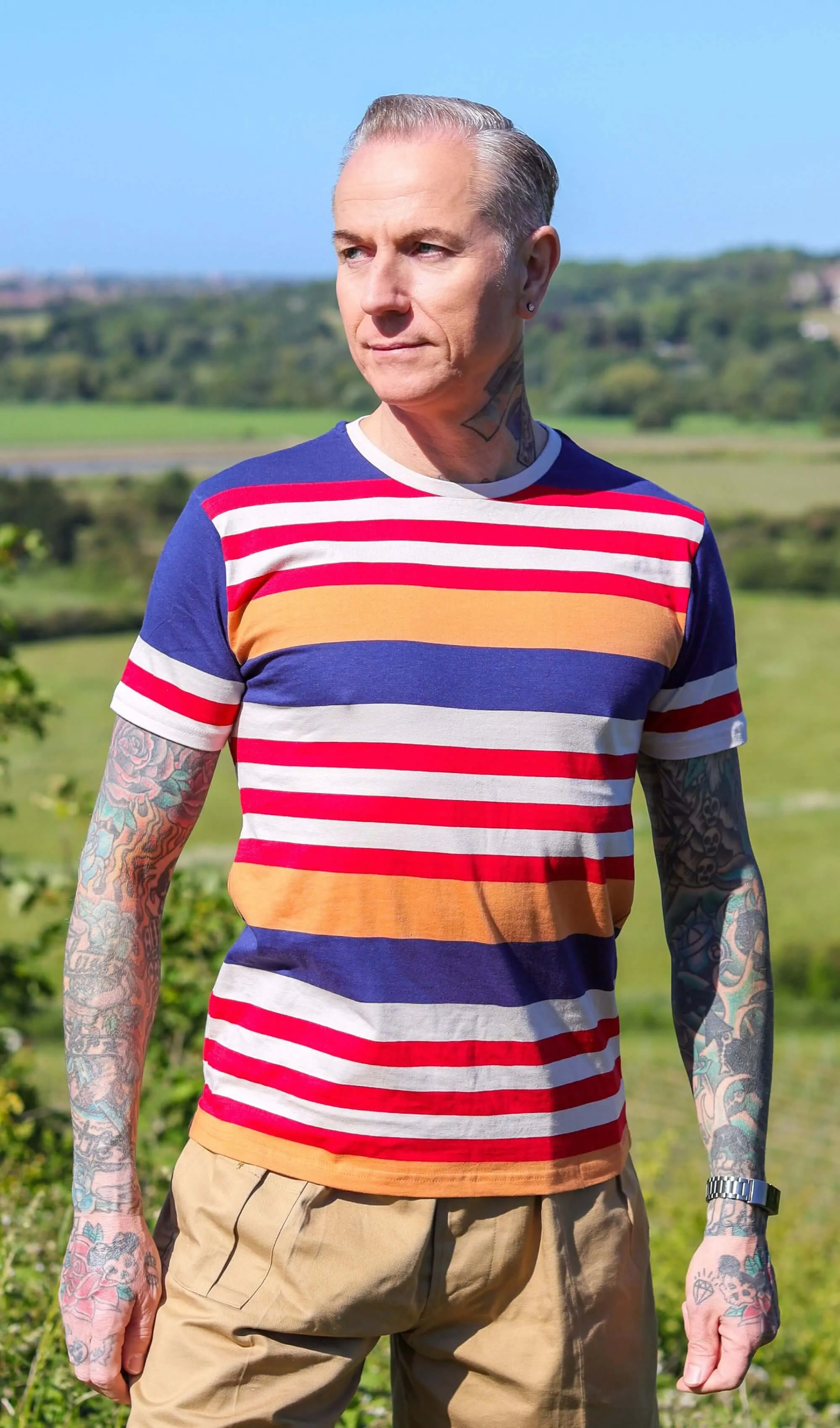 Retro Multi Striped Nugget T Shirt