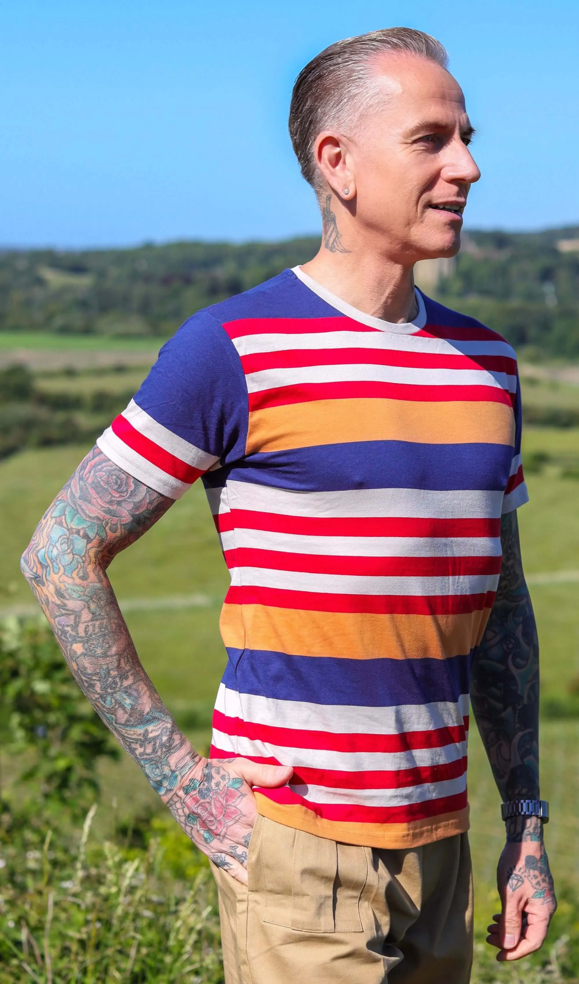 Retro Multi Striped Nugget T Shirt