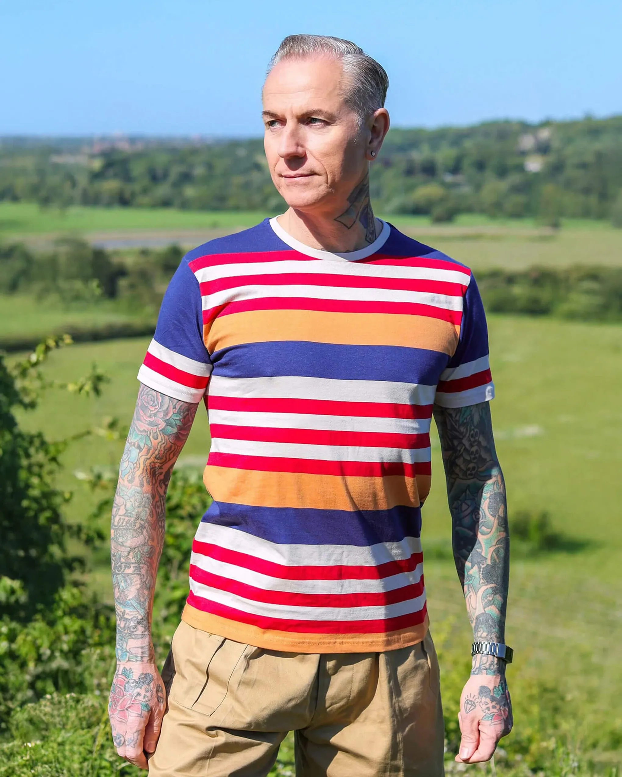 Retro Multi Striped Nugget T Shirt