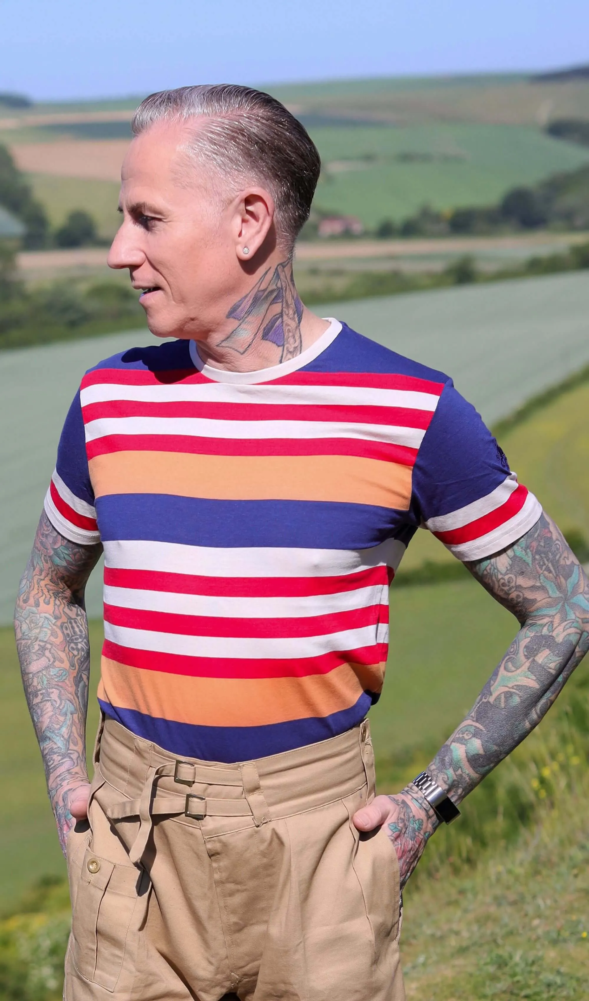 Retro Multi Striped Nugget T Shirt