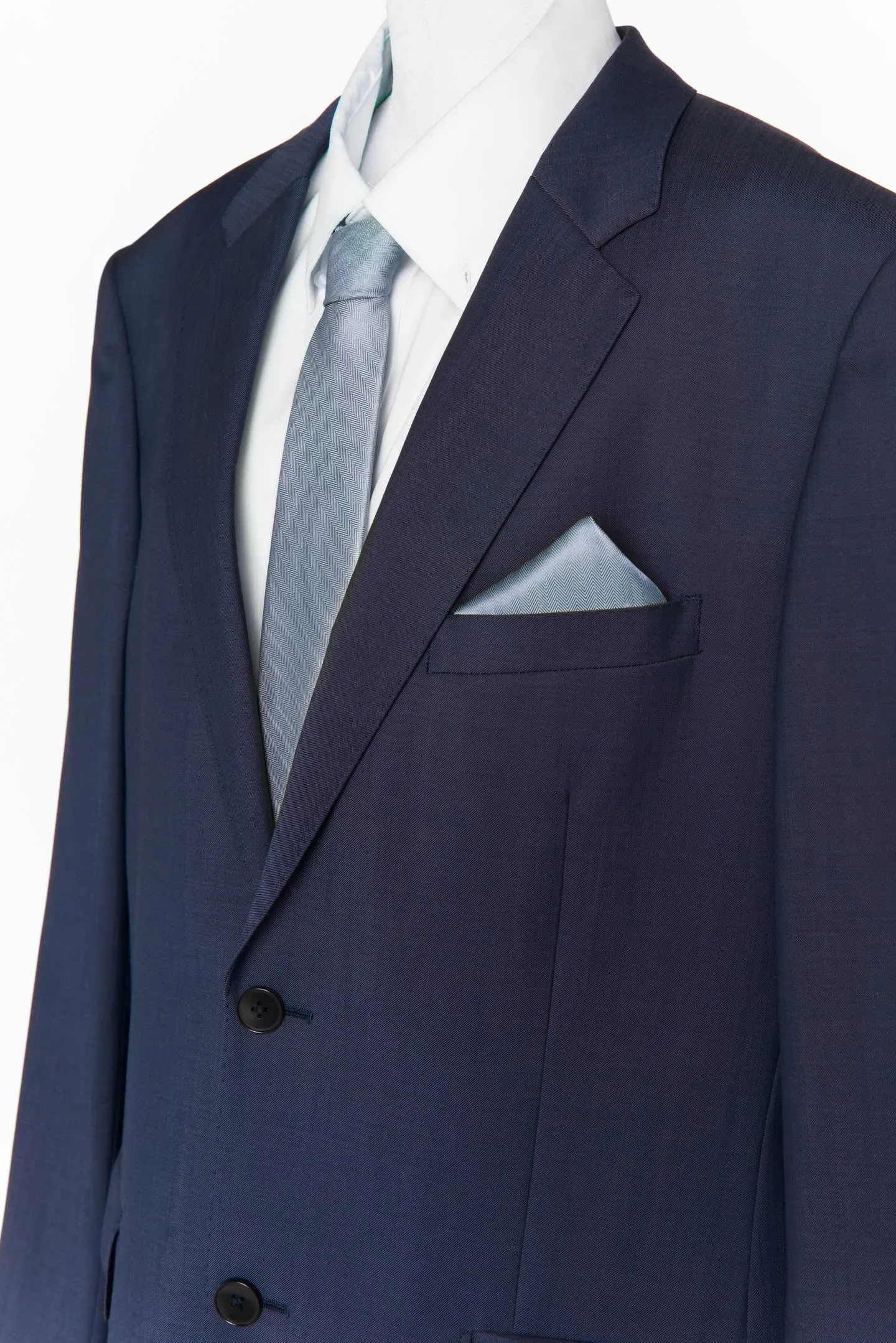 Sam Pocket Square ~ Steel Blue Solid