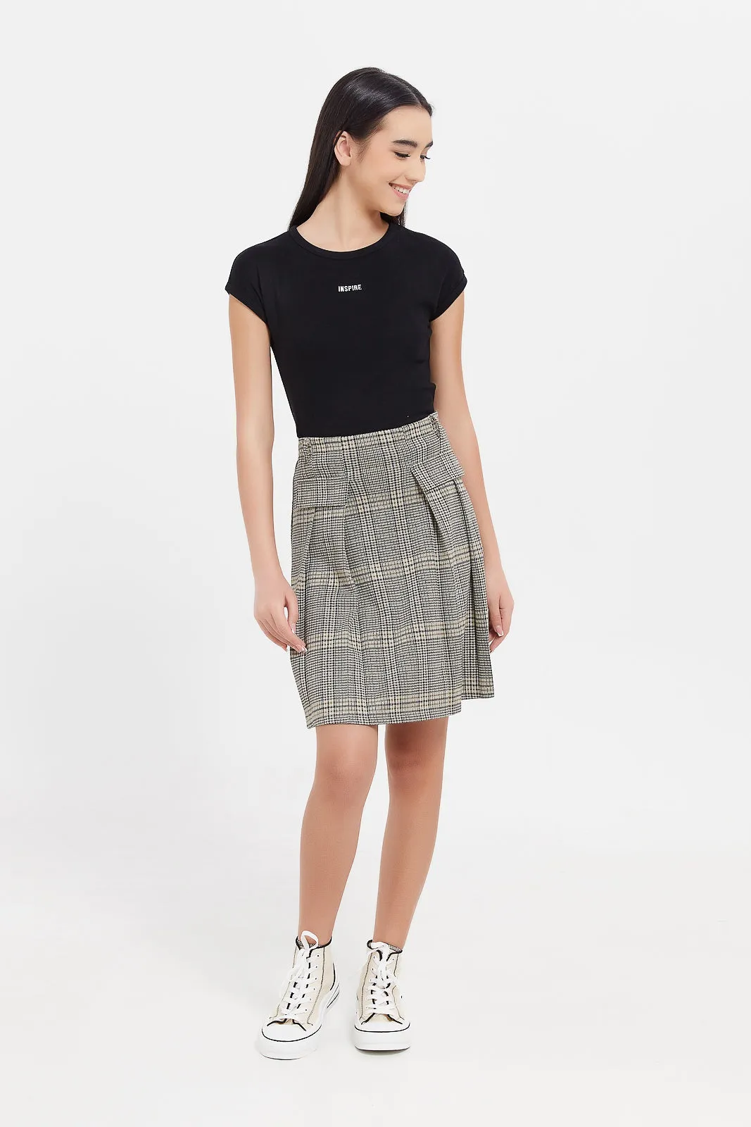 Senior Girls Brown Plaid Skirt