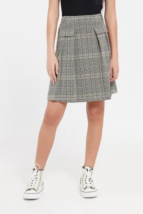 Senior Girls Brown Plaid Skirt