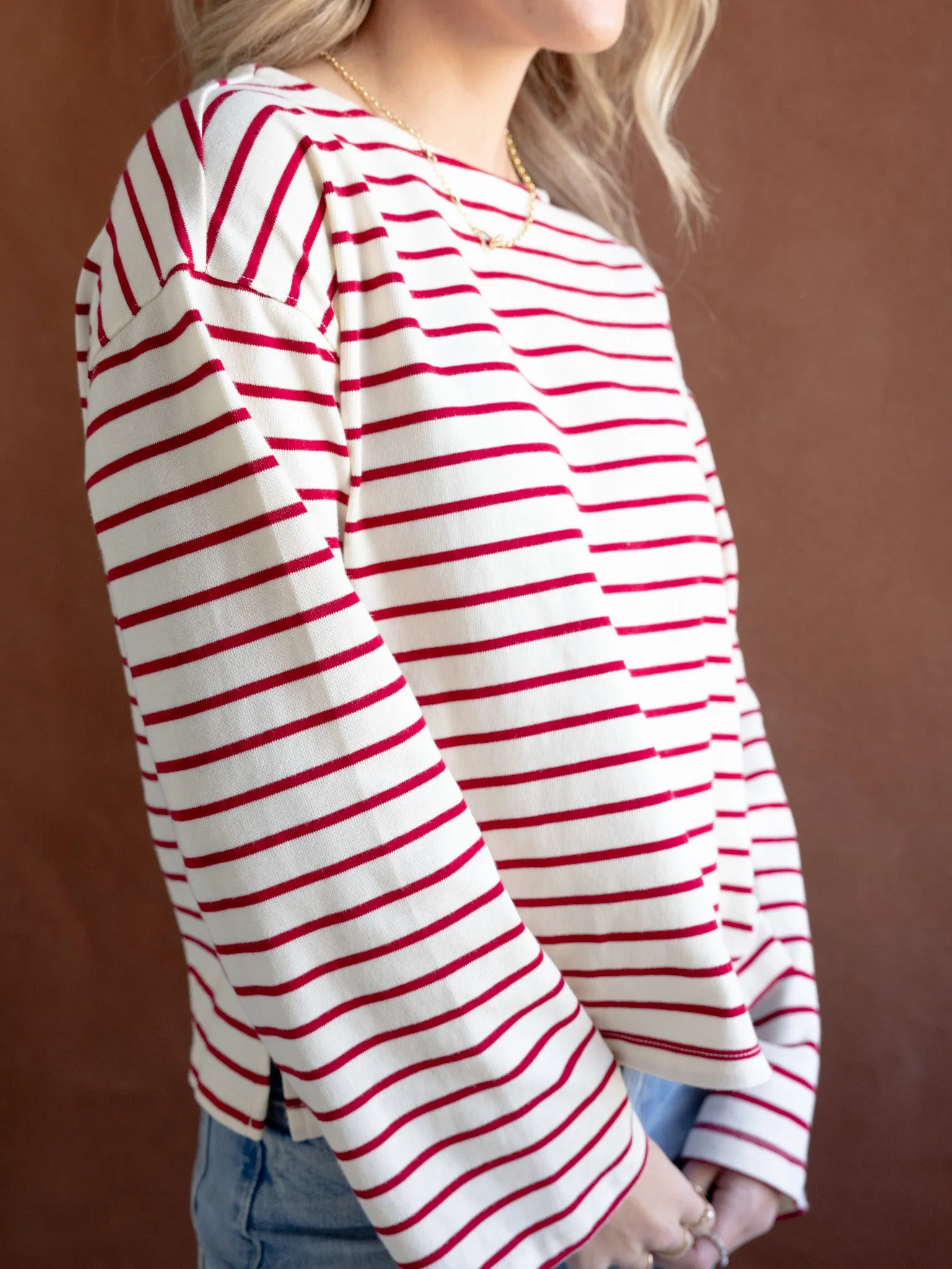 Shelly Striped Top Red