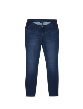 Side Panel Skinny Leg Maternity Ankle Pants in Dark Wash