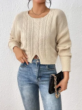 Slit Drop Shoulder Sweater