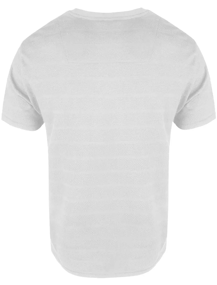 Stockton Crew Neck Cotton T-Shirt with Striped Texture in White