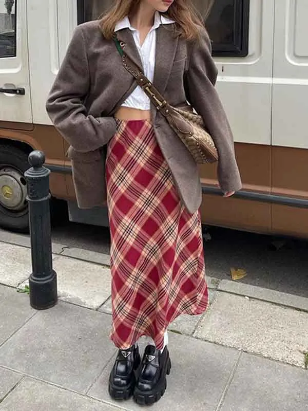 Street Checkered Maxi Skirt