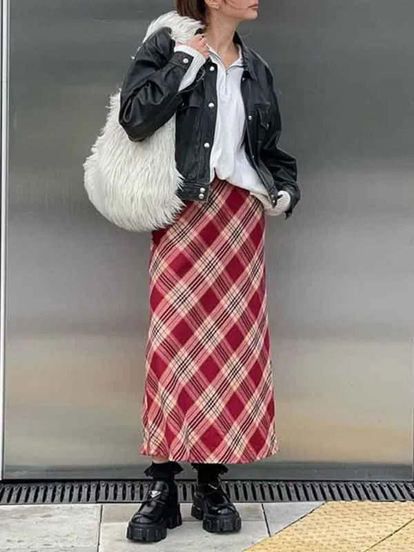 Street Checkered Maxi Skirt