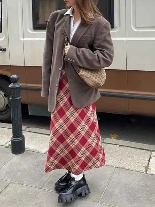 Street Checkered Maxi Skirt