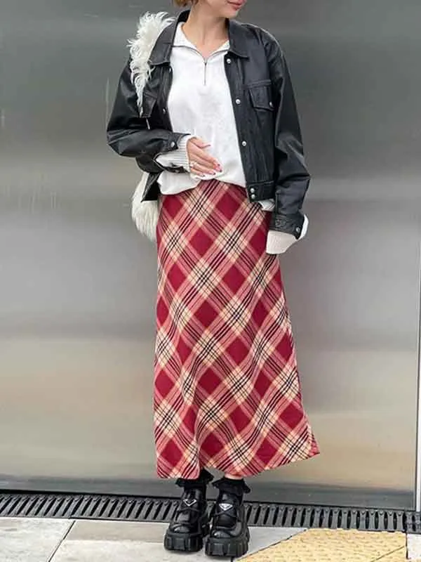 Street Checkered Maxi Skirt