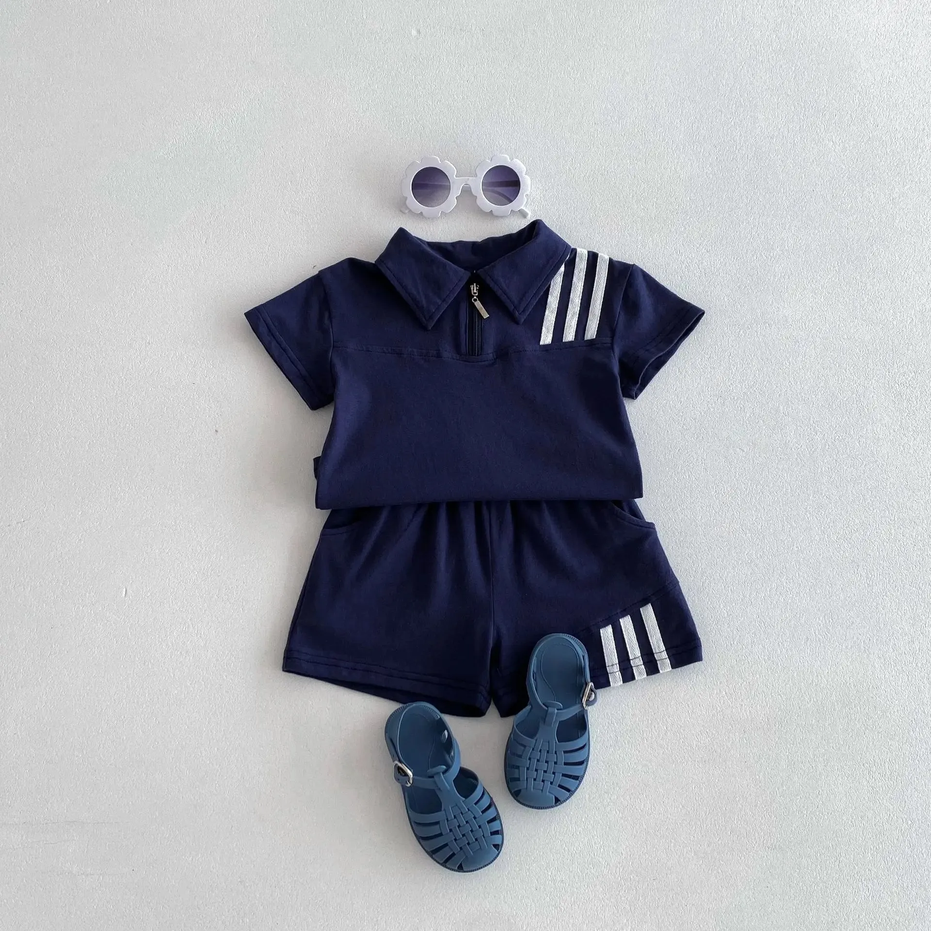 Three Stripes Tee & Shorts Set