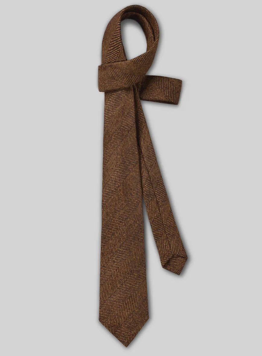 Tweed Tie - Naples Wide Herringbone Tan Tweed