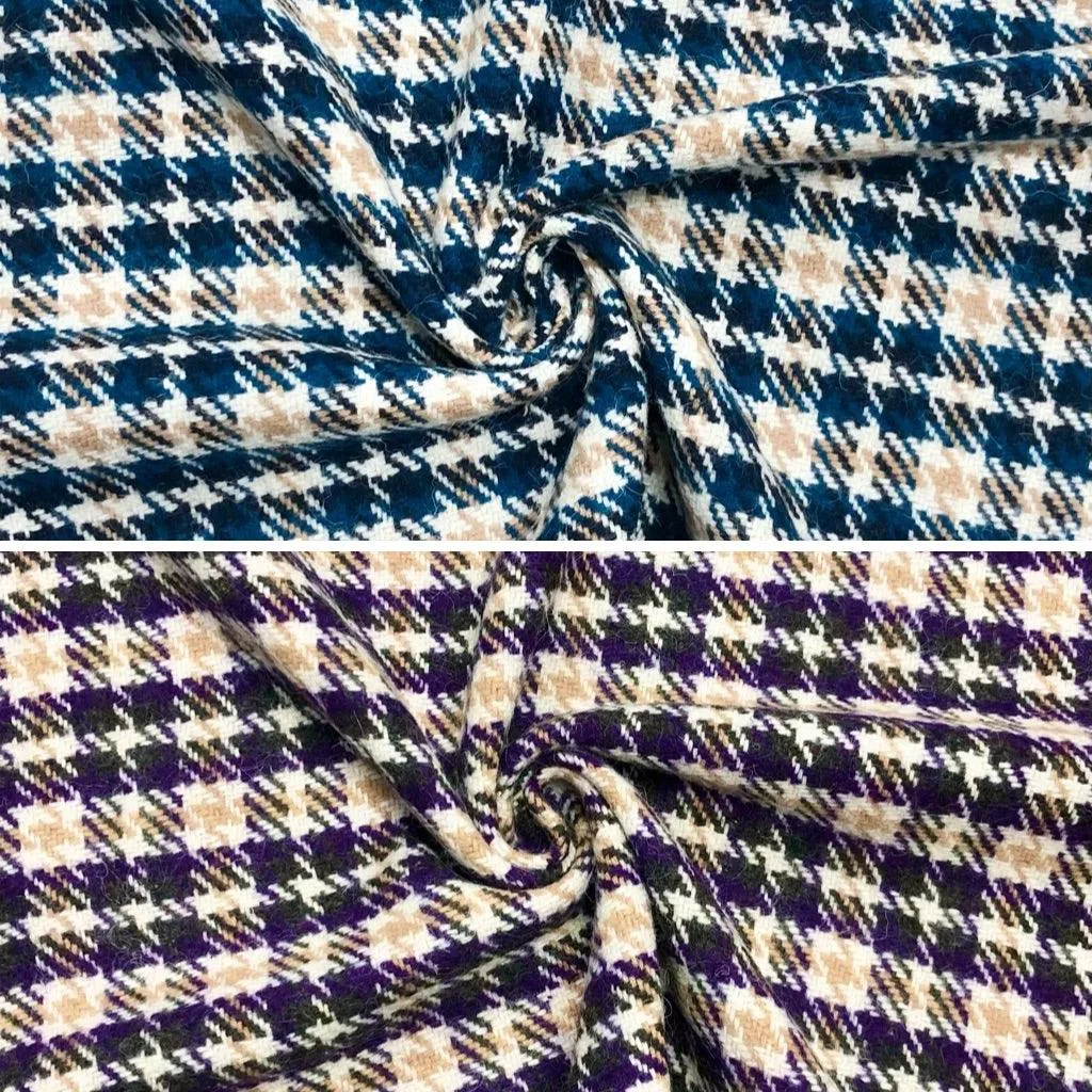 Woven Checkered Wool Blend Fabric