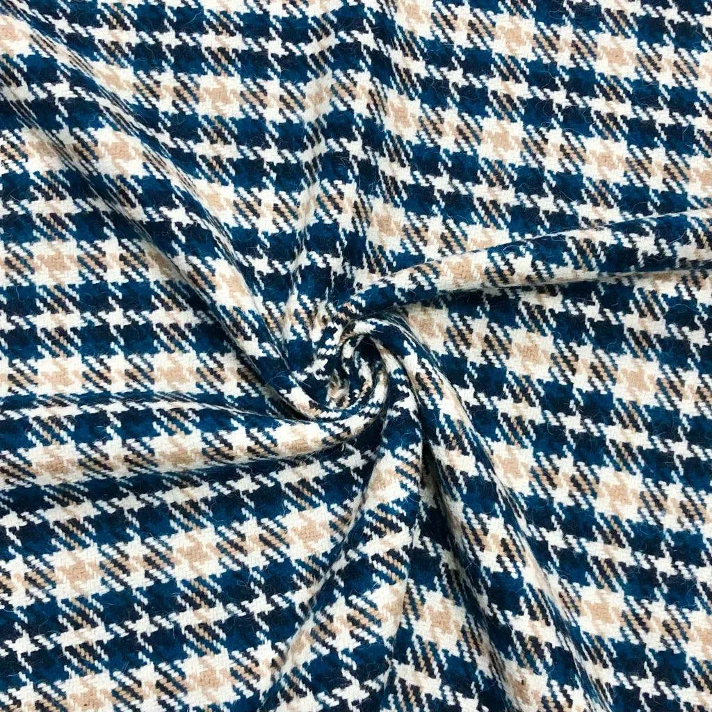 Woven Checkered Wool Blend Fabric