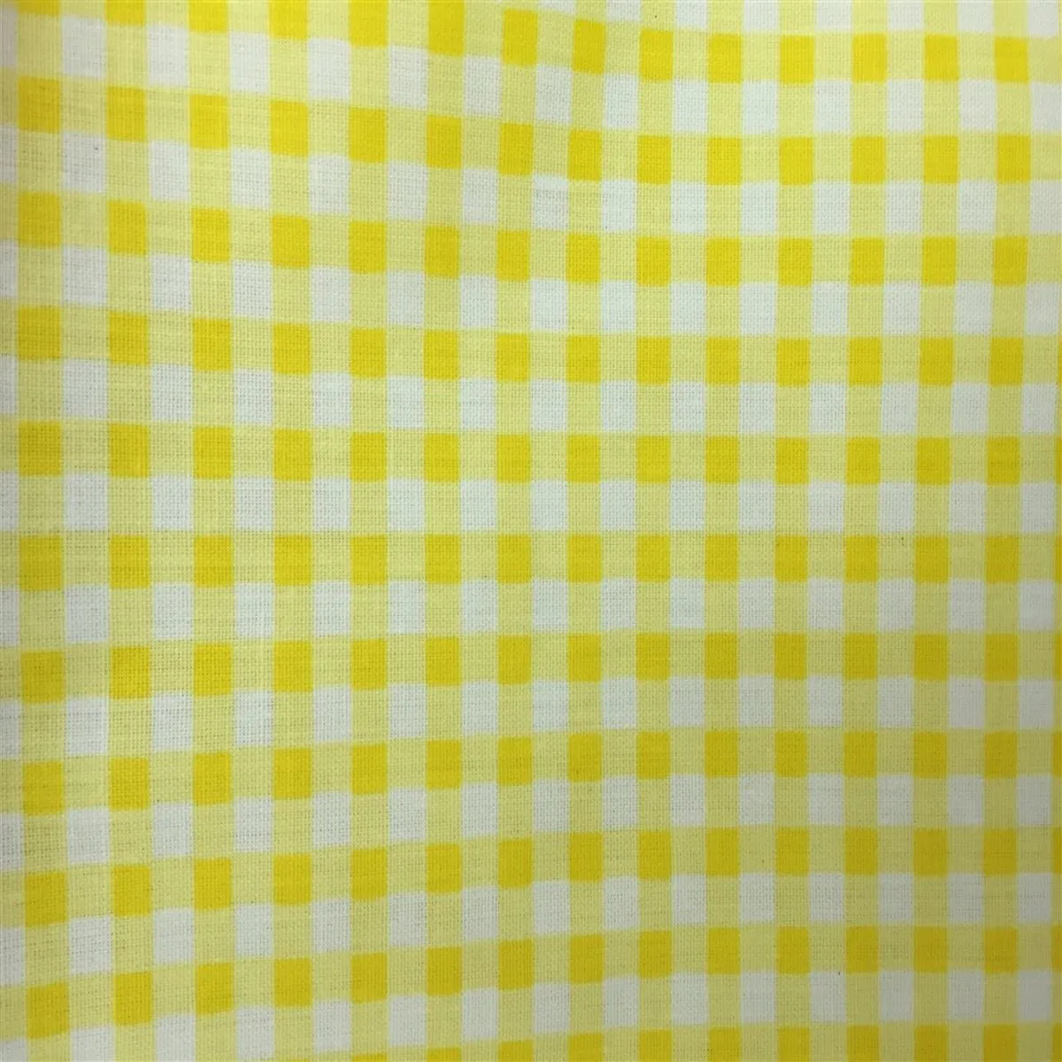 Yellow White Gingham Checkered Poly Cotton Fabric