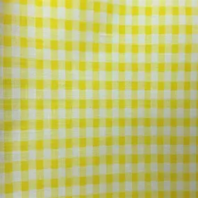 Yellow White Gingham Checkered Poly Cotton Fabric